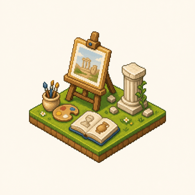 Art and History isometric pixel art