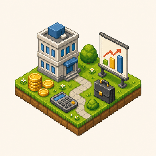 Economics & Business isometric pixel art