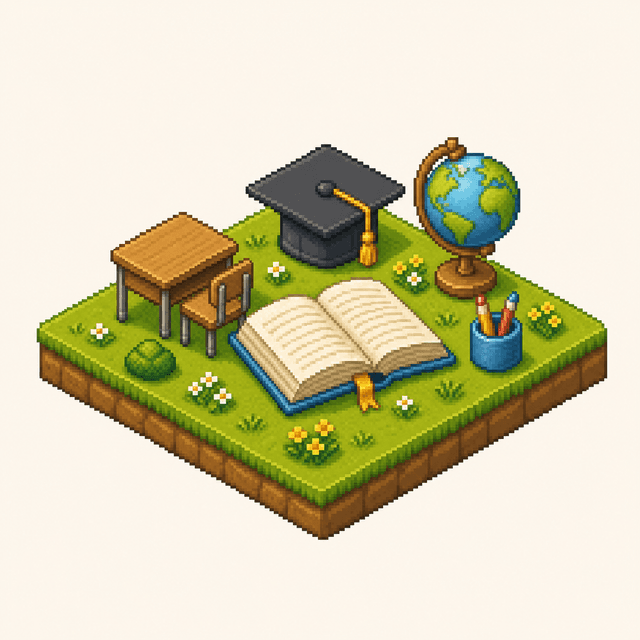 Education isometric pixel art