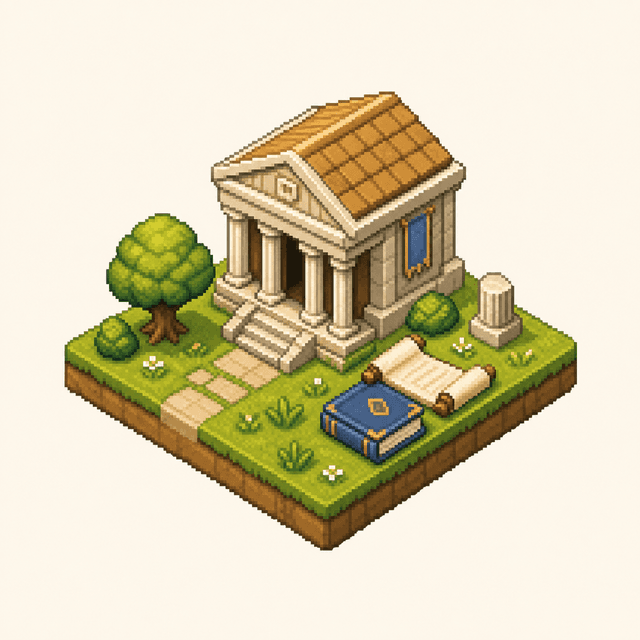 Society and Culture isometric pixel art